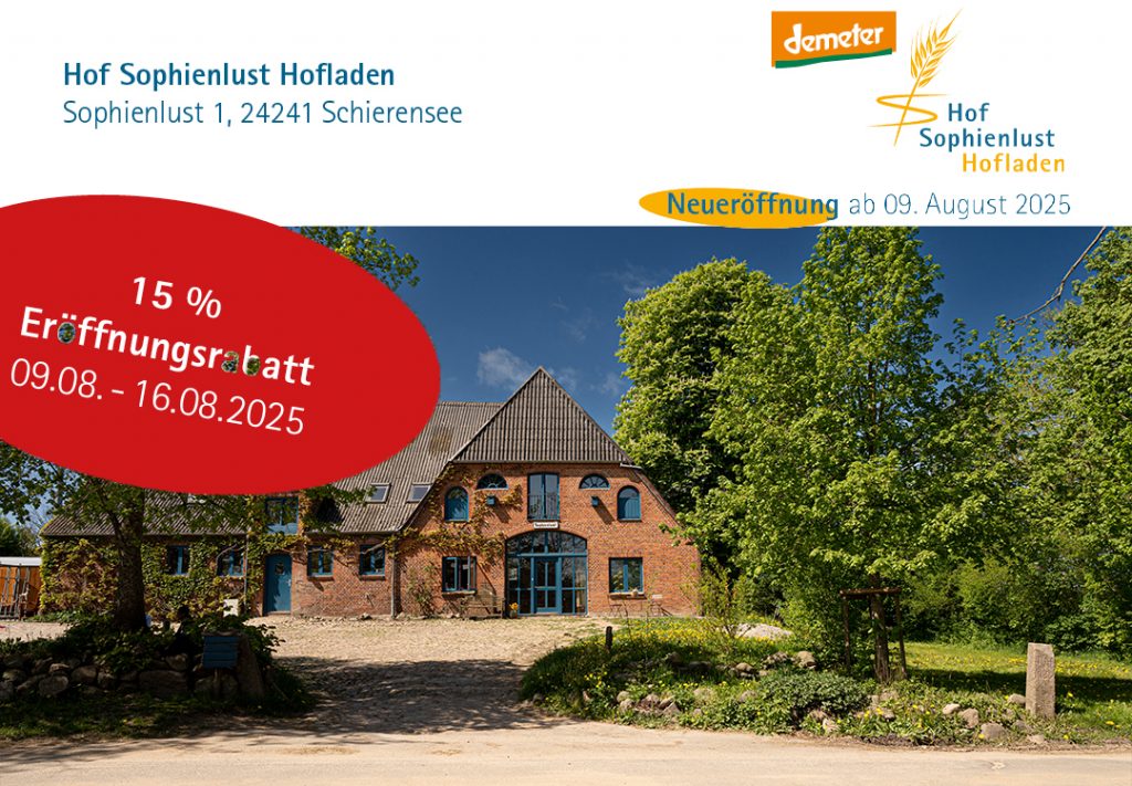 Informationen zum Hofladen: Kartenzahlung ab 10.08.2025 täglich von 7:00 Uhr bis 20:Uhr.