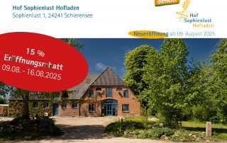 Informationen zum Hofladen: Kartenzahlung ab 10.08.2025 täglich von 7:00 Uhr bis 20:Uhr.
