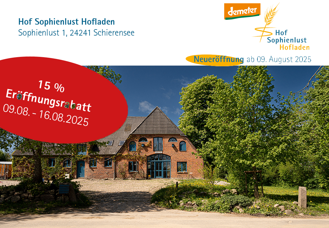 Informationen zum Hofladen: Kartenzahlung ab 10.08.2025 täglich von 7:00 Uhr bis 20:Uhr.